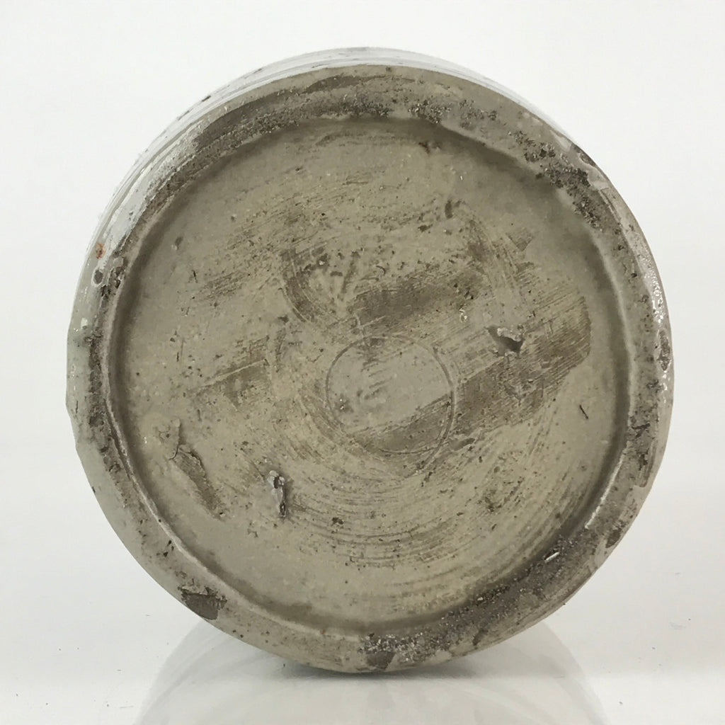 Japanese Ceramic Sake Bottle Tokkuri Vtg Pottery Gray Hand-Written Kanji TS483