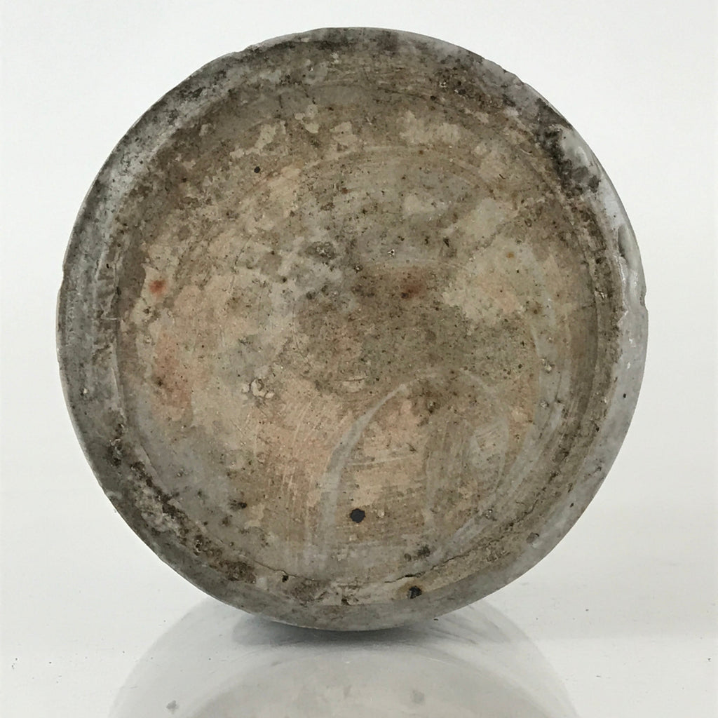 Japanese Ceramic Sake Bottle Tokkuri Vtg Pottery Gray Hand-Written Kanji TS484