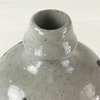Japanese Ceramic Sake Bottle Tokkuri Vtg Pottery Gray Hand-Written Kanji TS484
