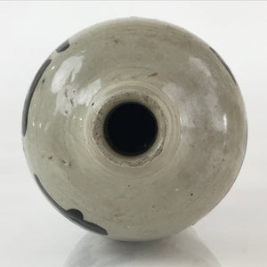 Japanese Ceramic Sake Bottle Tokkuri Vtg Pottery Gray Hand-Written Kanji TS485