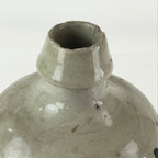 Japanese Ceramic Sake Bottle Tokkuri Vtg Pottery Gray Hand-Written Kanji TS485