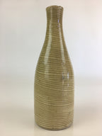 Japanese Ceramic Sake Bottle Vtg Beige Horizontal Stripes Tokkuri TS425