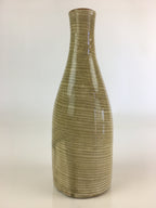 Japanese Ceramic Sake Bottle Vtg Beige Horizontal Stripes Tokkuri TS425