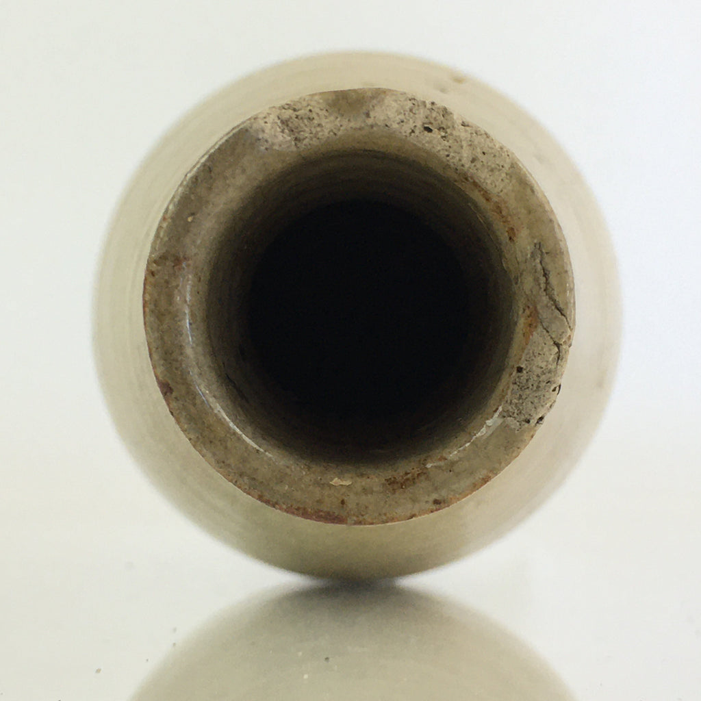 Japanese Ceramic Sake Bottle Vtg Beige Horizontal Stripes Tokkuri TS425