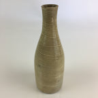 Japanese Ceramic Sake Bottle Vtg Beige Horizontal Stripes Tokkuri TS425