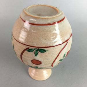 Japanese Ceramic Sake Bottle Vtg Floral Tokkuri Red Green Crackle Glaze TS163