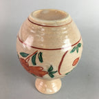 Japanese Ceramic Sake Bottle Vtg Floral Tokkuri Red Green Crackle Glaze TS164