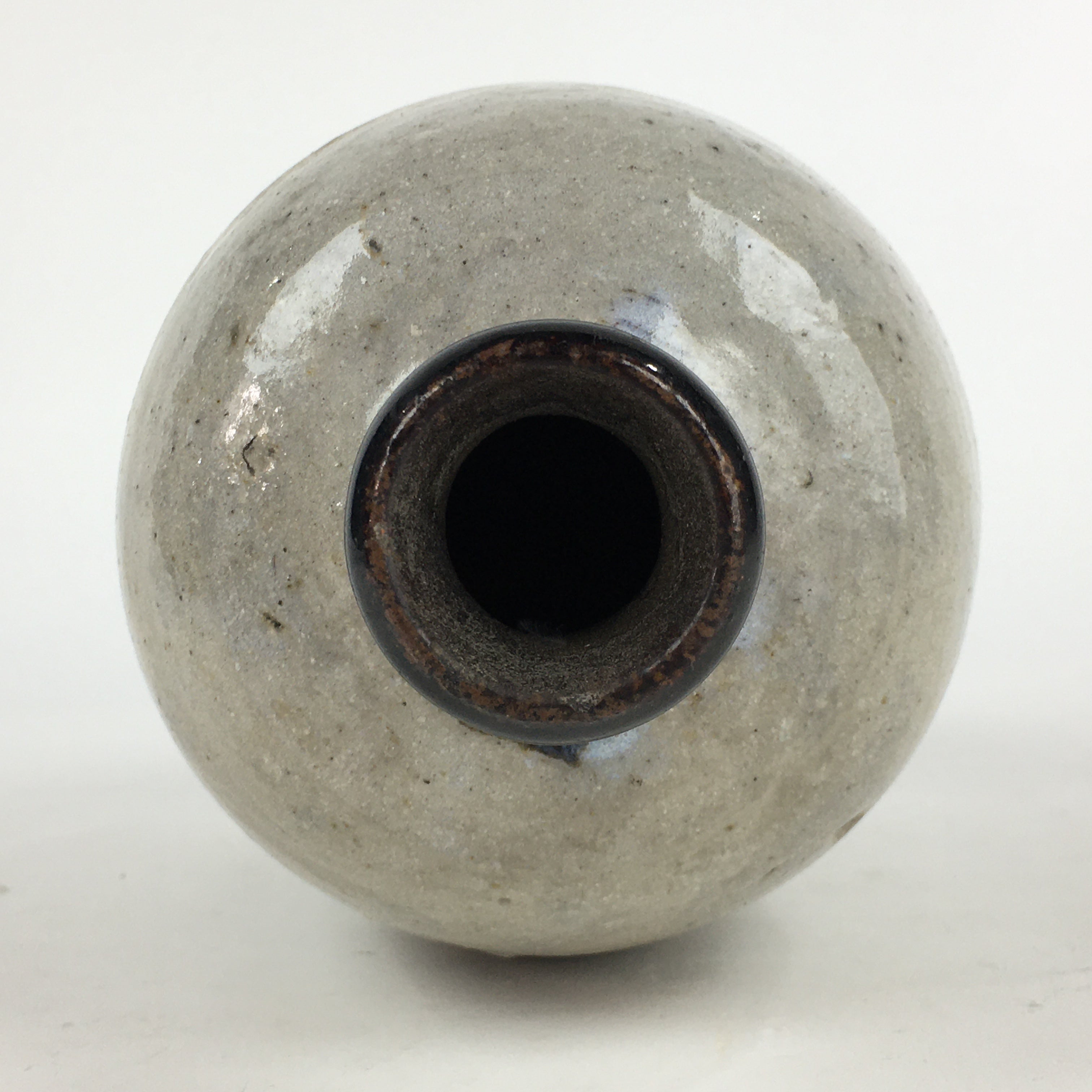Japanese Ceramic Sake Bottle Vtg Kayoi Tokkuri Gray Black Neck TS406