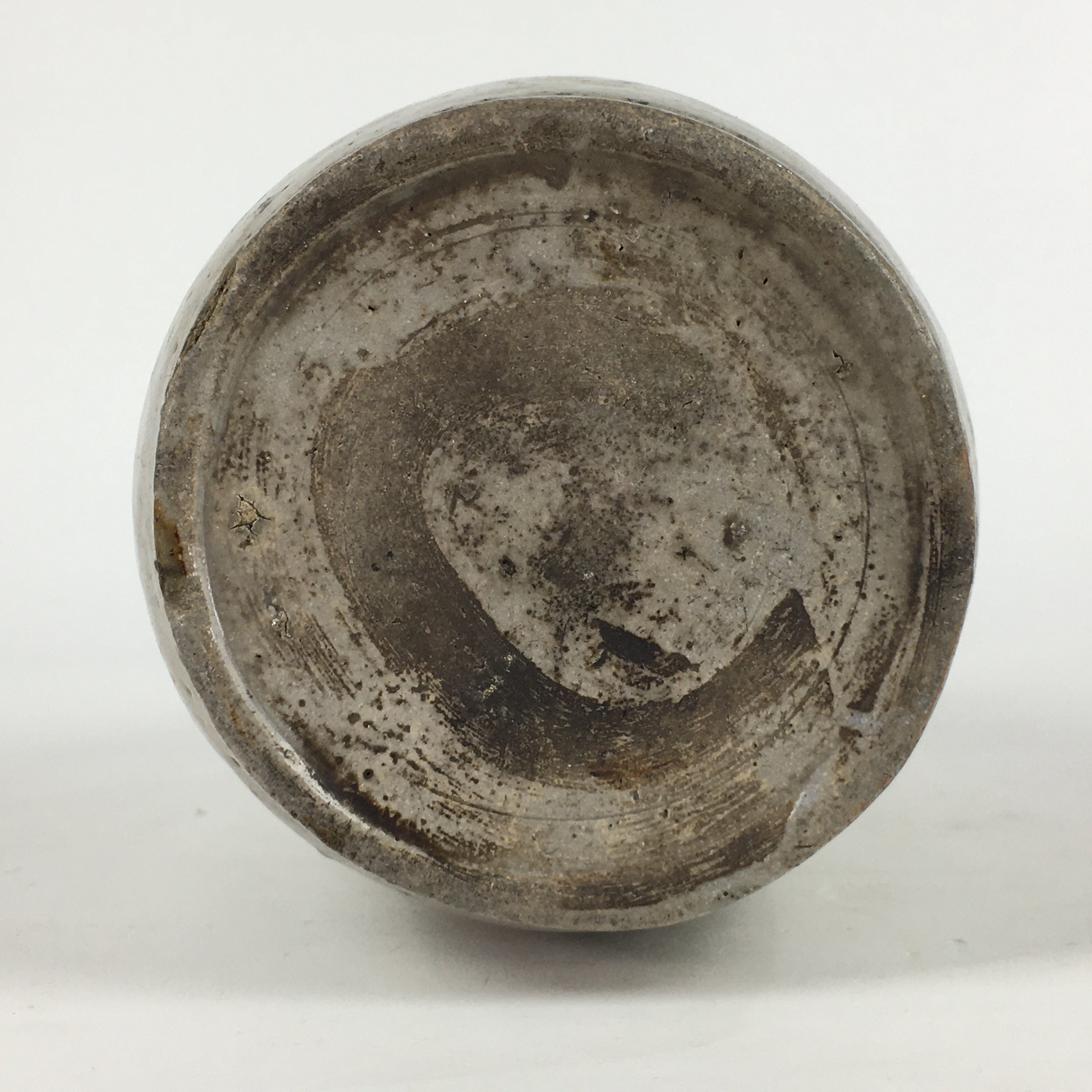 Japanese Ceramic Sake Bottle Vtg Kayoi Tokkuri Gray Black Neck TS406