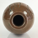 Japanese Ceramic Sake Bottle Vtg Kayoi Tokkuri Hand-Carved Kanji TS414