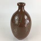 Japanese Ceramic Sake Bottle Vtg Kayoi Tokkuri Hand-Carved Kanji TS414