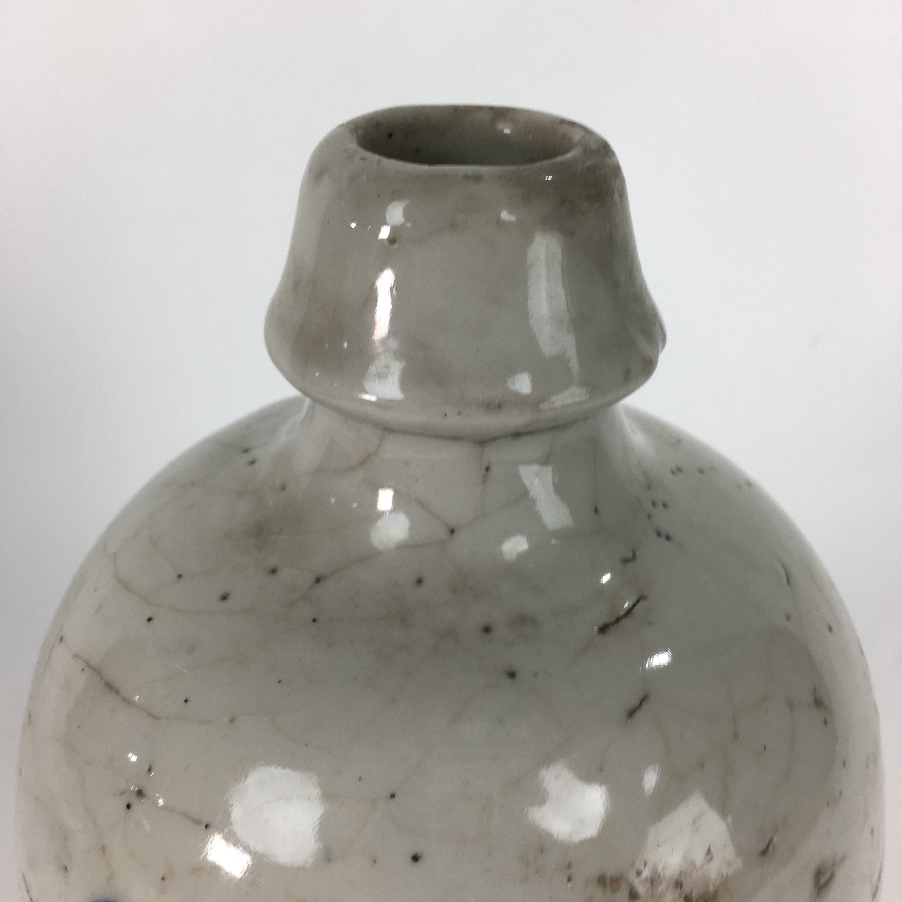 Japanese Ceramic Sake Bottle Vtg Kayoi Tokkuri Hand-Written Kanji TS290
