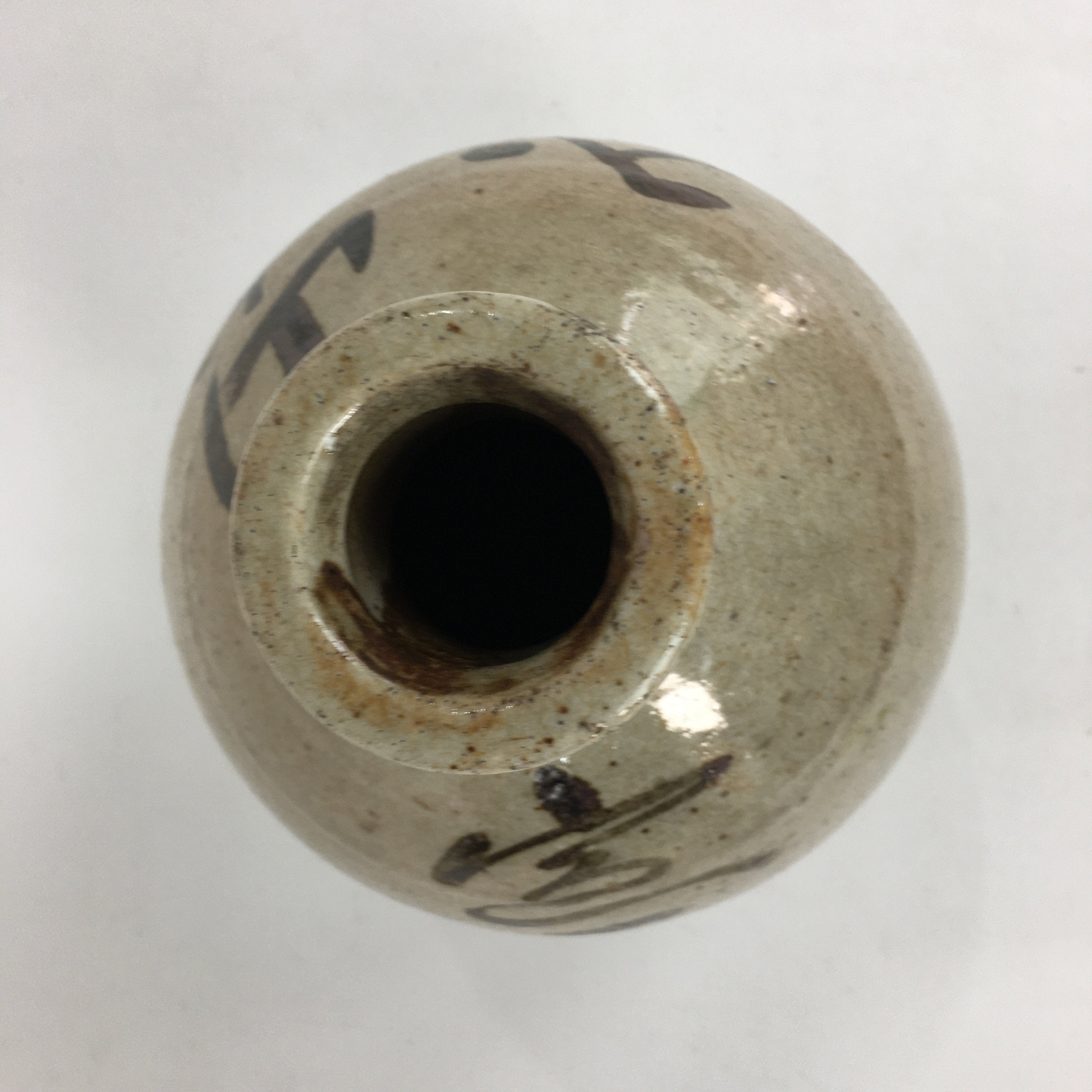 Japanese Ceramic Sake Bottle Vtg Kayoi Tokkuri Hand-Written Kanji TS297