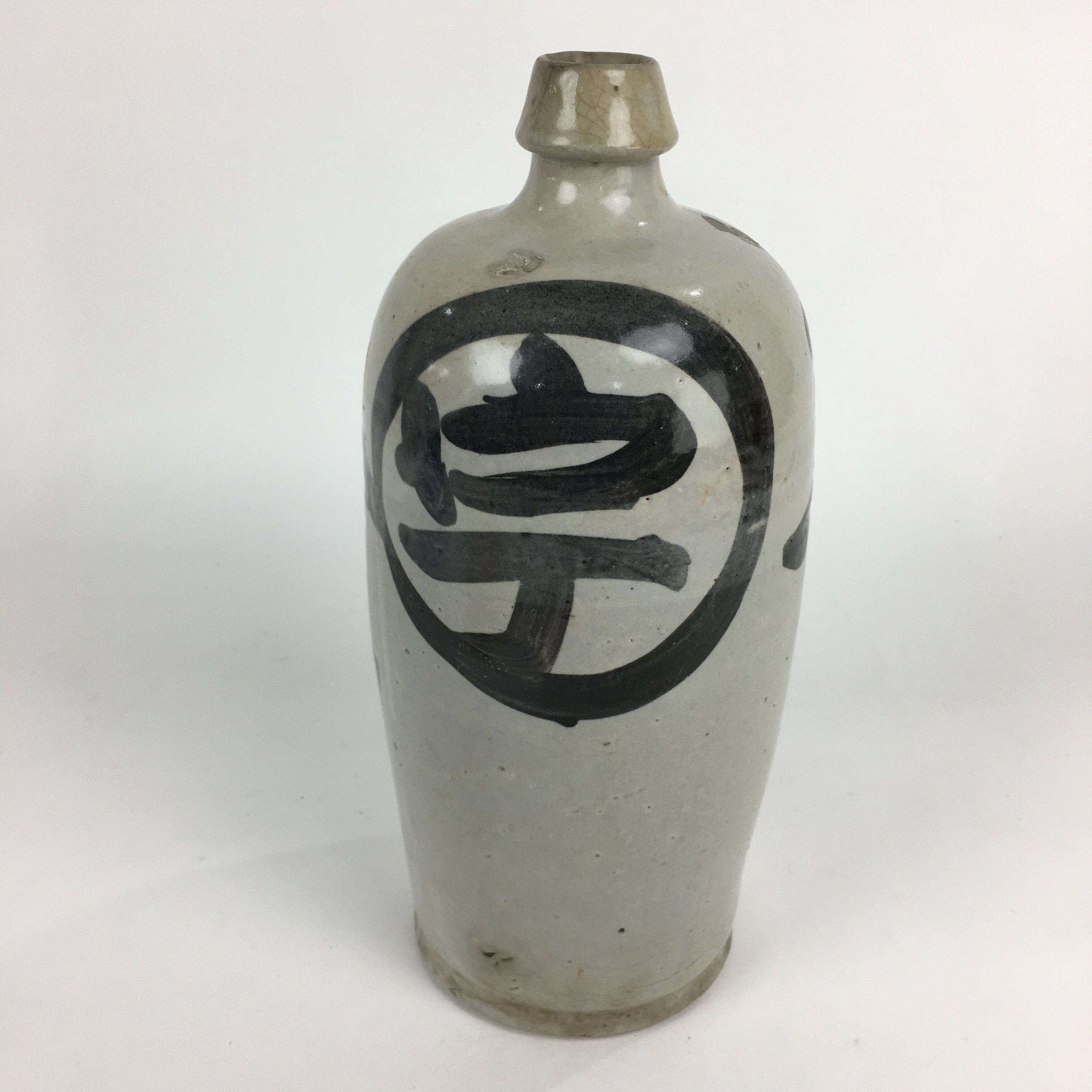 Japanese Ceramic Sake Bottle Vtg Kayoi Tokkuri Hand-Written Kanji TS305