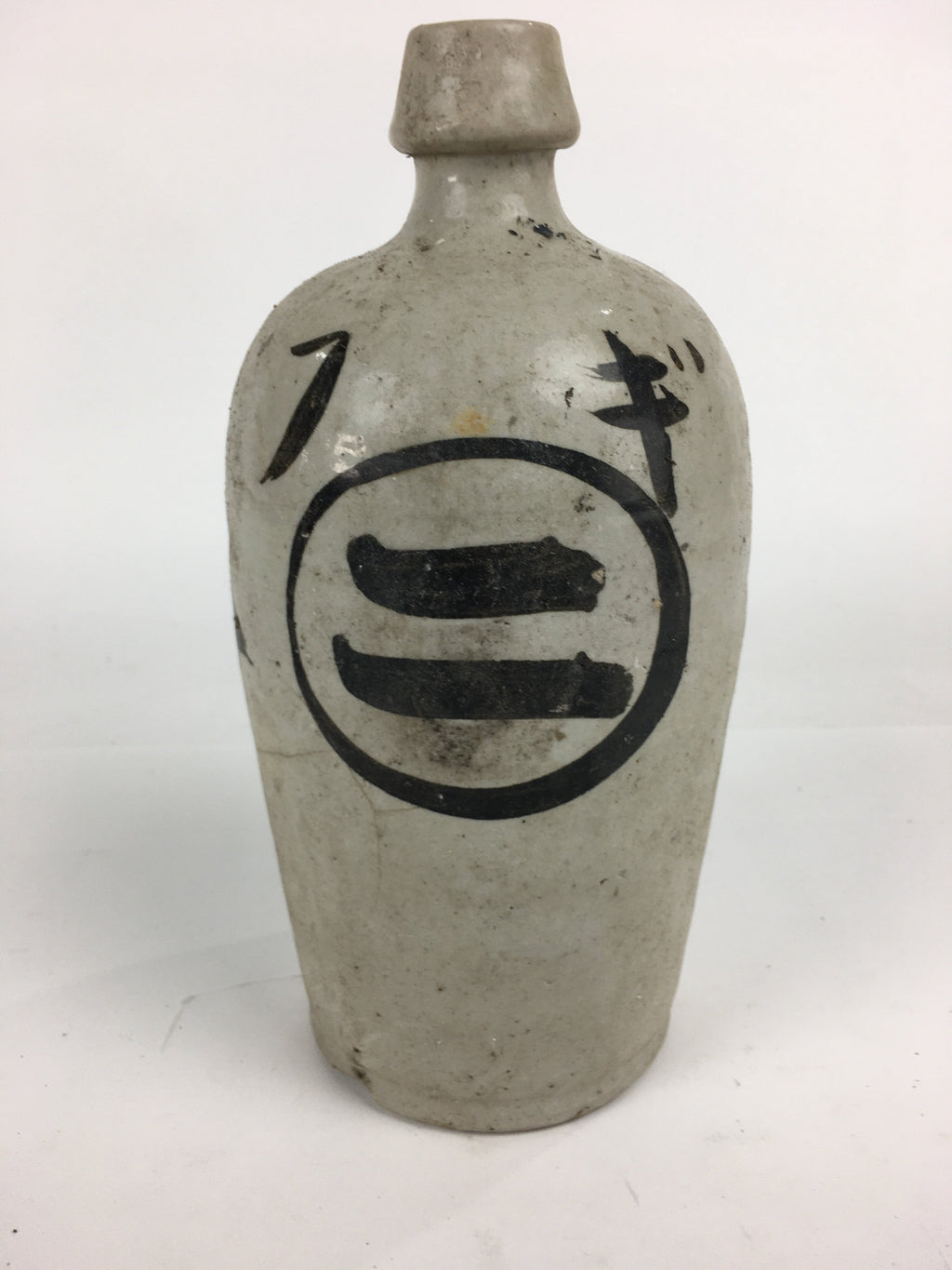 Japanese Ceramic Sake Bottle Vtg Kayoi Tokkuri Hand-Written Kanji TS307