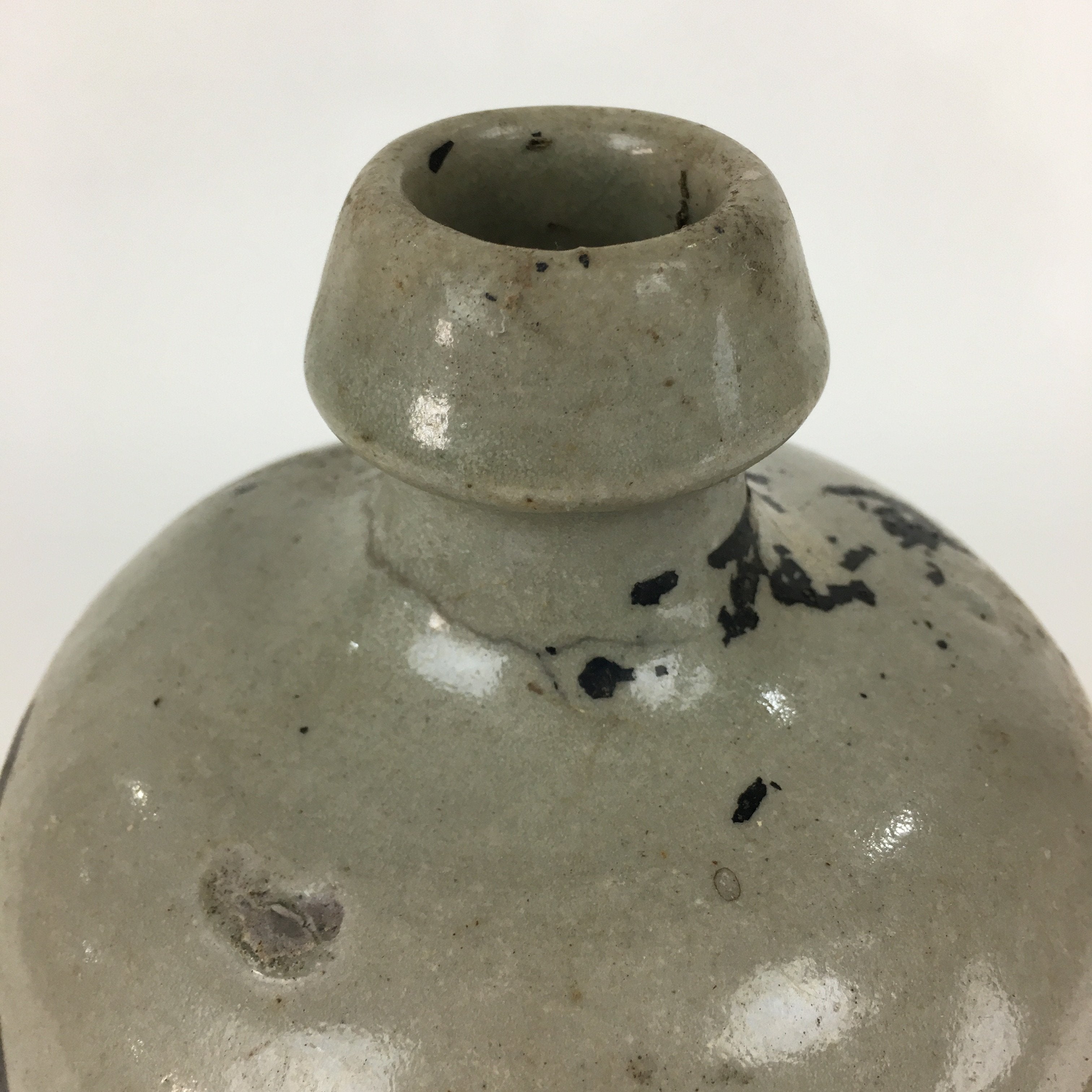 Japanese Ceramic Sake Bottle Vtg Kayoi Tokkuri Hand-Written Kanji TS308