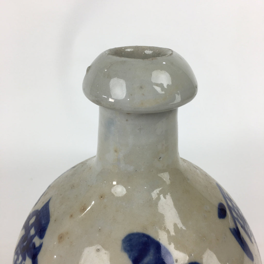 Japanese Ceramic Sake Bottle Vtg Kayoi Tokkuri Hand-Written Kanji TS310