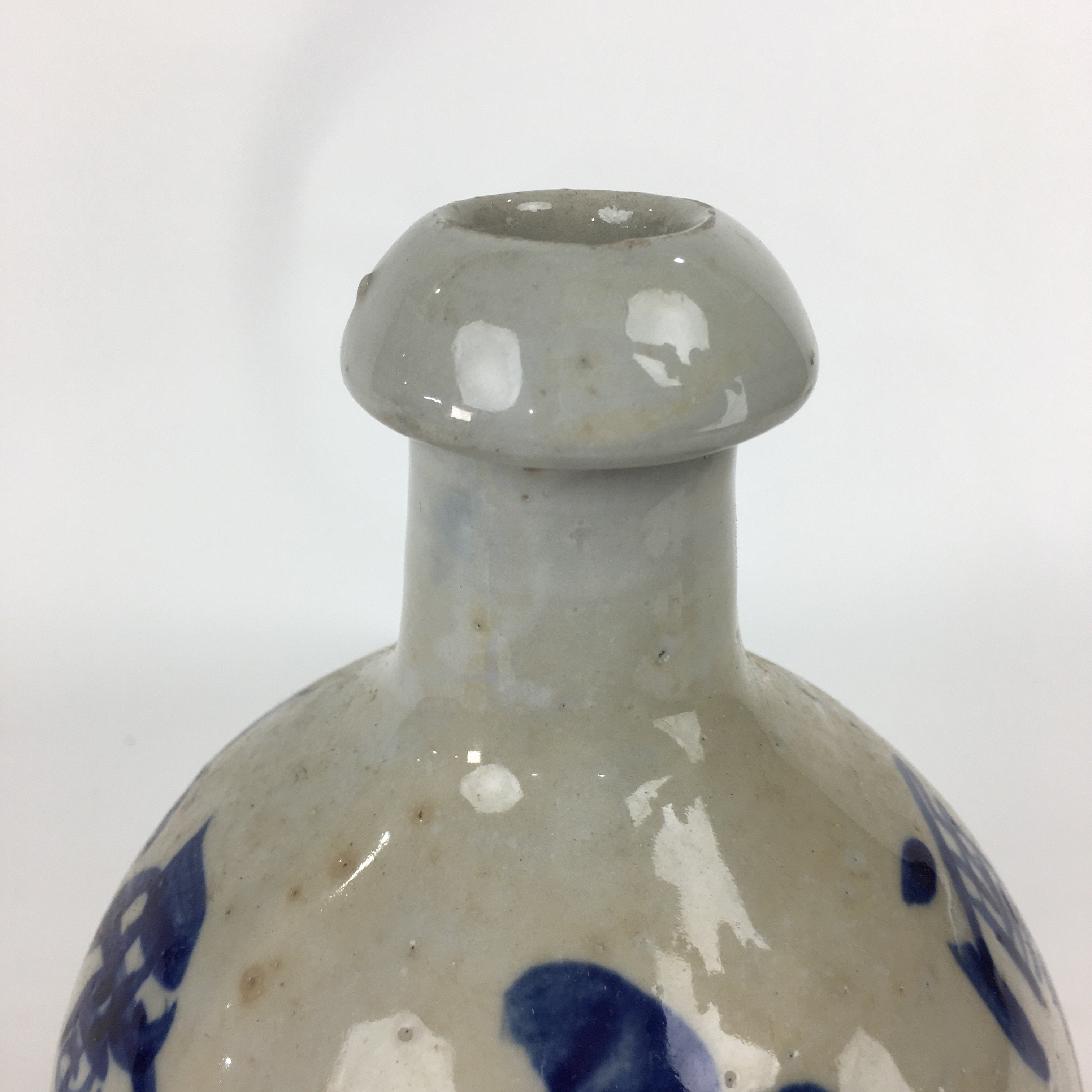 Japanese Ceramic Sake Bottle Vtg Kayoi Tokkuri Hand-Written Kanji TS310