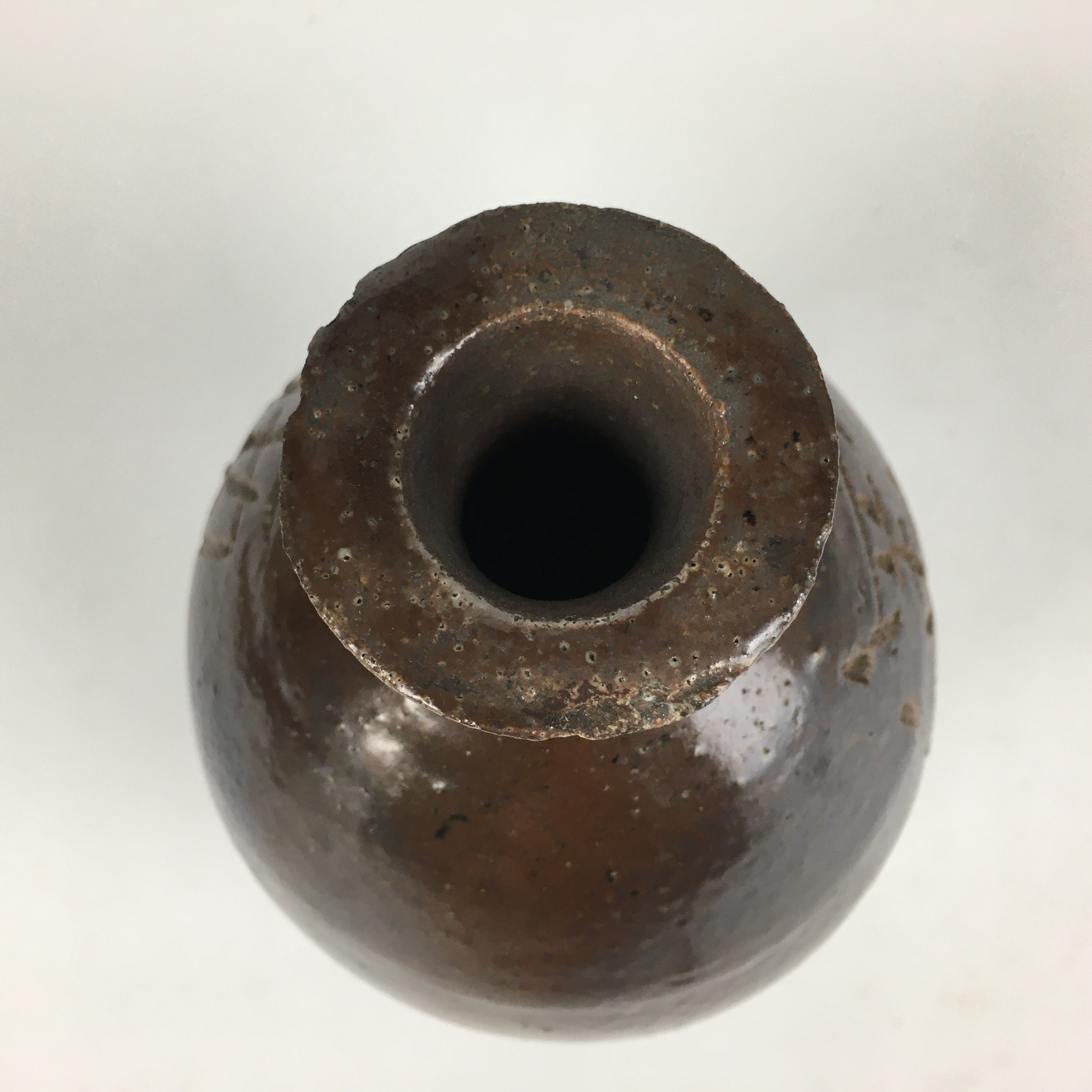 Japanese Ceramic Sake Bottle Vtg Kayoi Tokkuri Hand-Written Kanji TS313