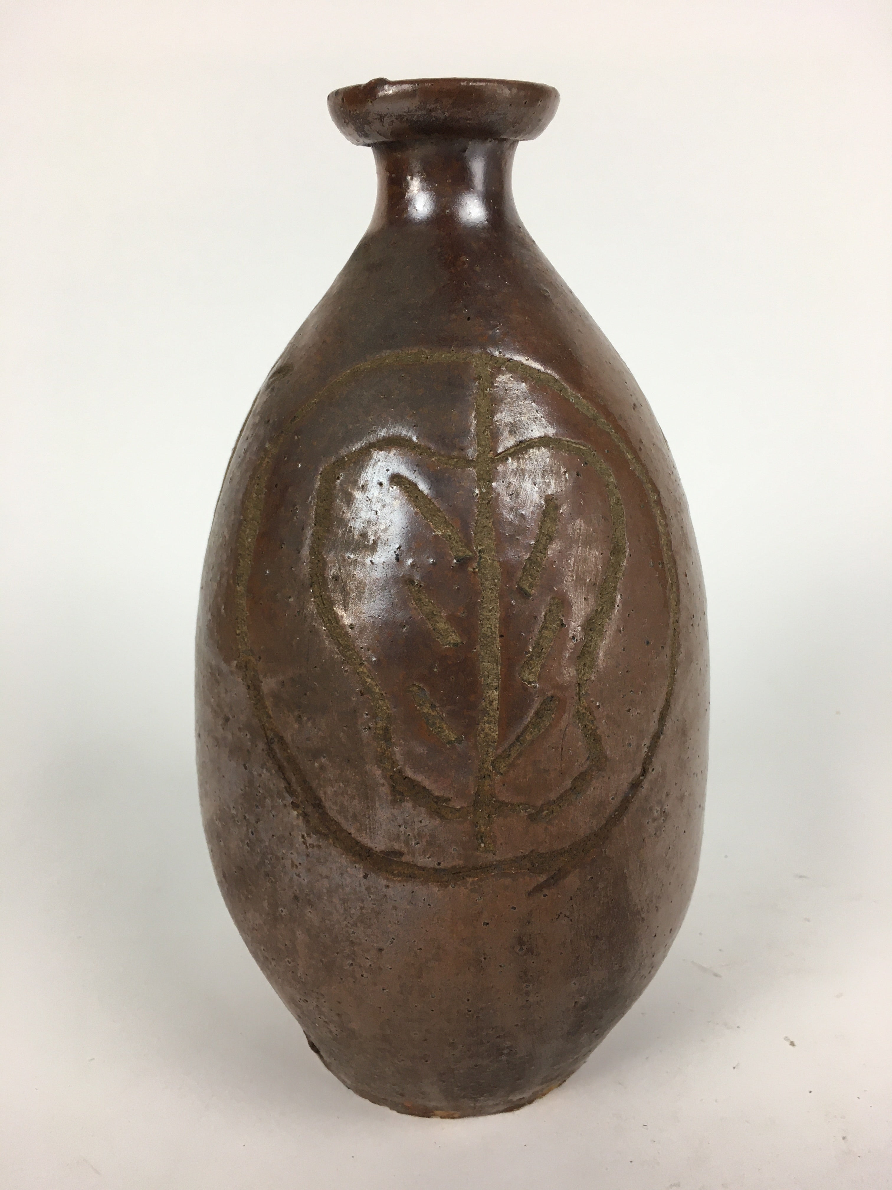 Japanese Ceramic Sake Bottle Vtg Kayoi Tokkuri Hand-Written Kanji TS315