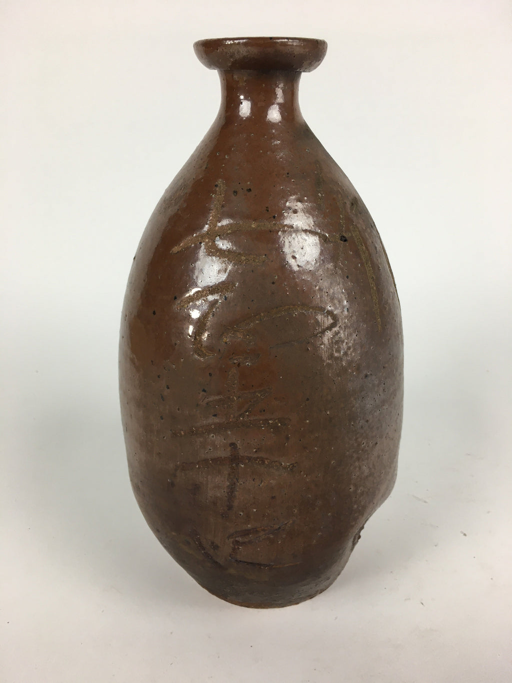 Japanese Ceramic Sake Bottle Vtg Kayoi Tokkuri Hand-Written Kanji TS315