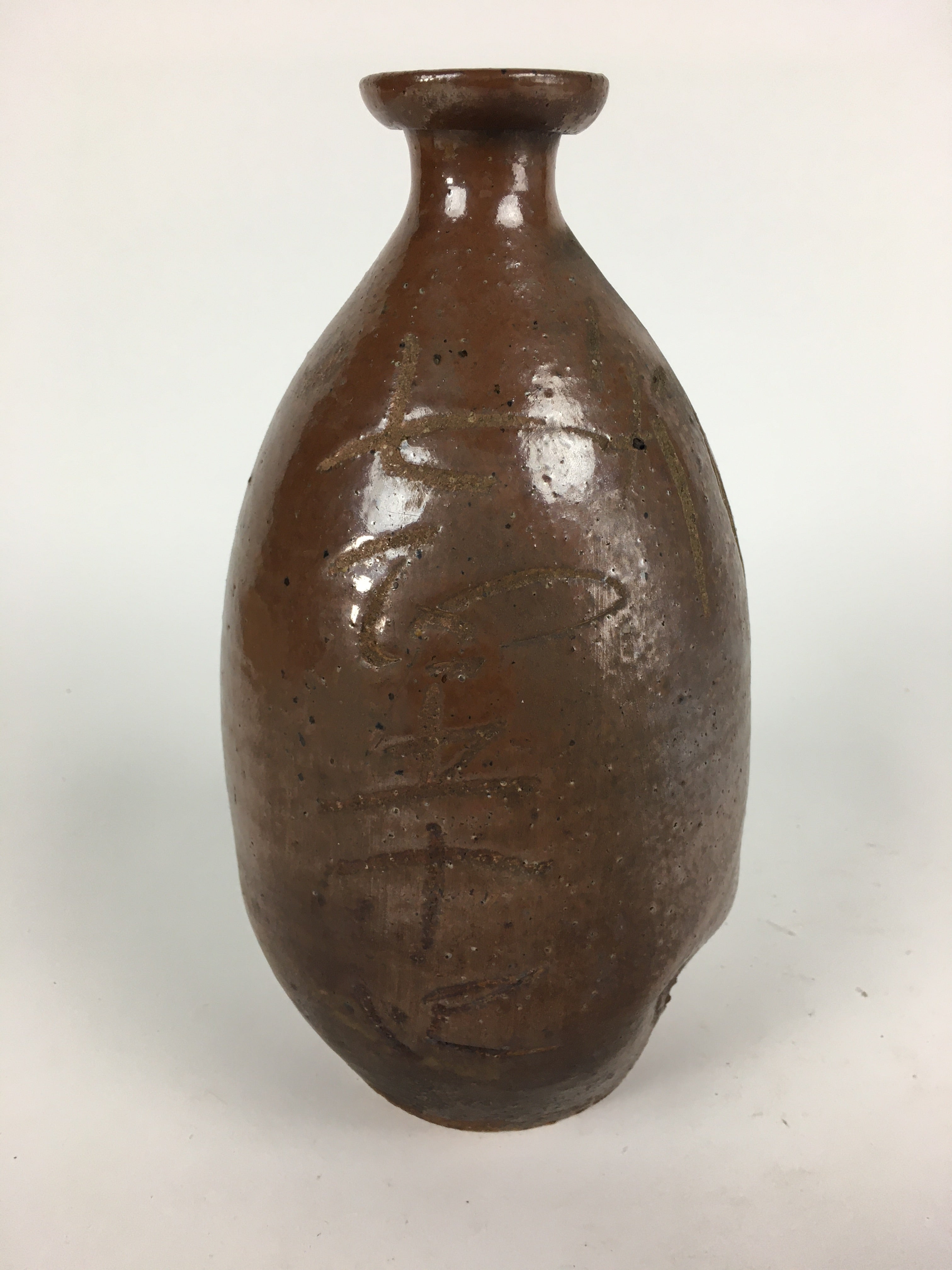 Japanese Ceramic Sake Bottle Vtg Kayoi Tokkuri Hand-Written Kanji TS315