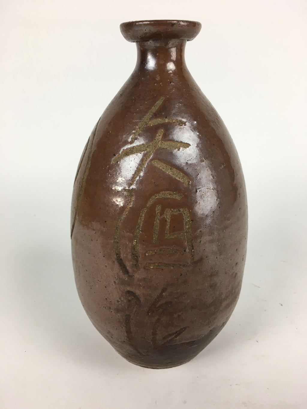 Japanese Ceramic Sake Bottle Vtg Kayoi Tokkuri Hand-Written Kanji TS315