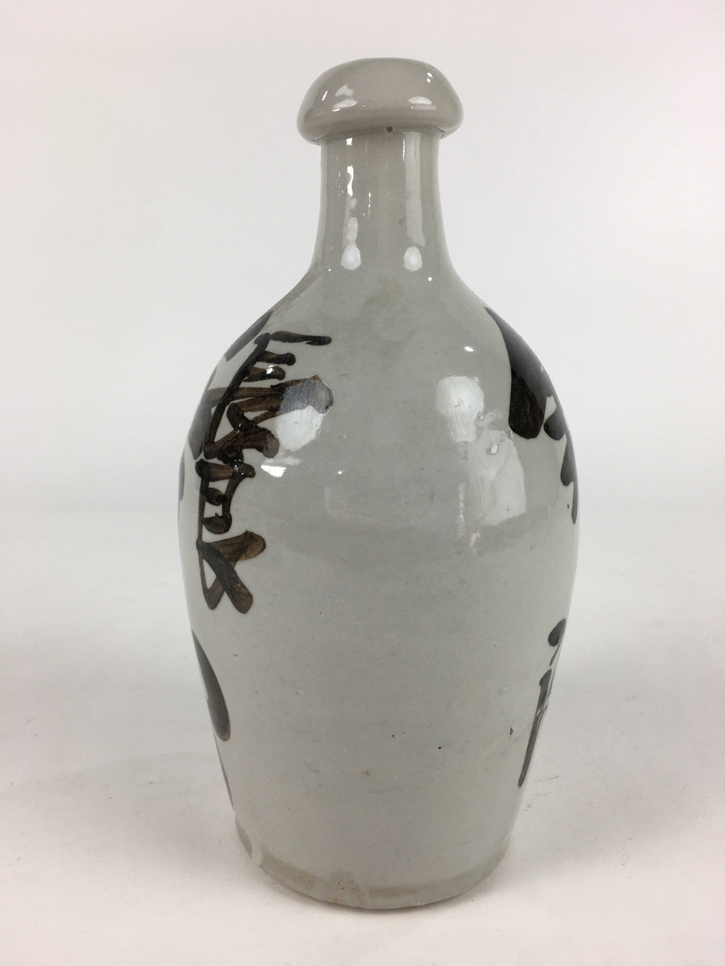 Japanese Ceramic Sake Bottle Vtg Kayoi Tokkuri Hand-Written Kanji TS405