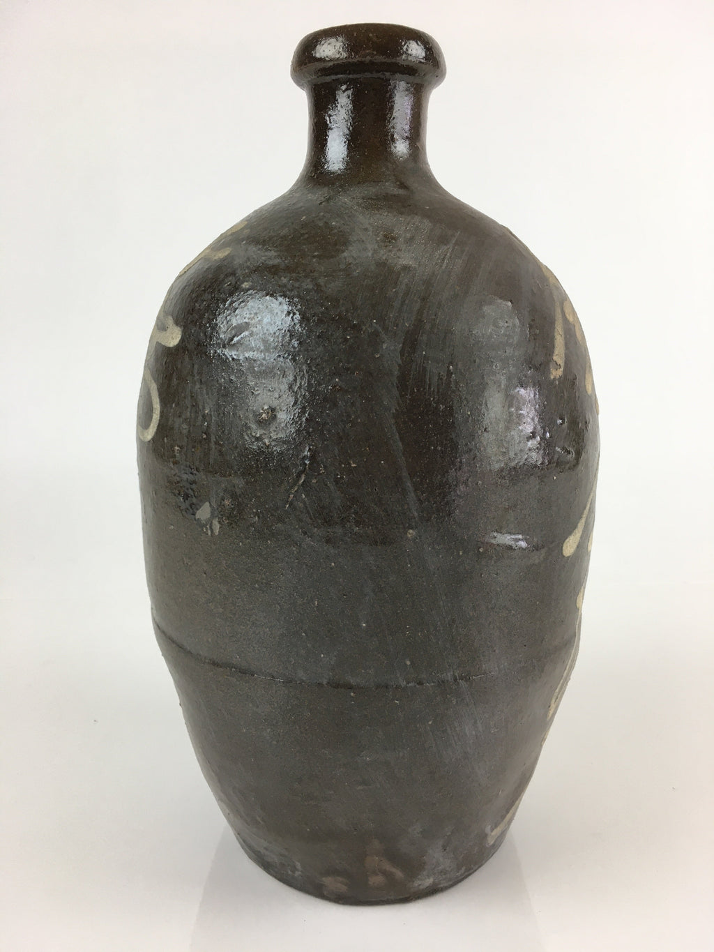 Japanese Ceramic Sake Bottle Vtg Kayoi Tokkuri Hand-Written Kanji TS415