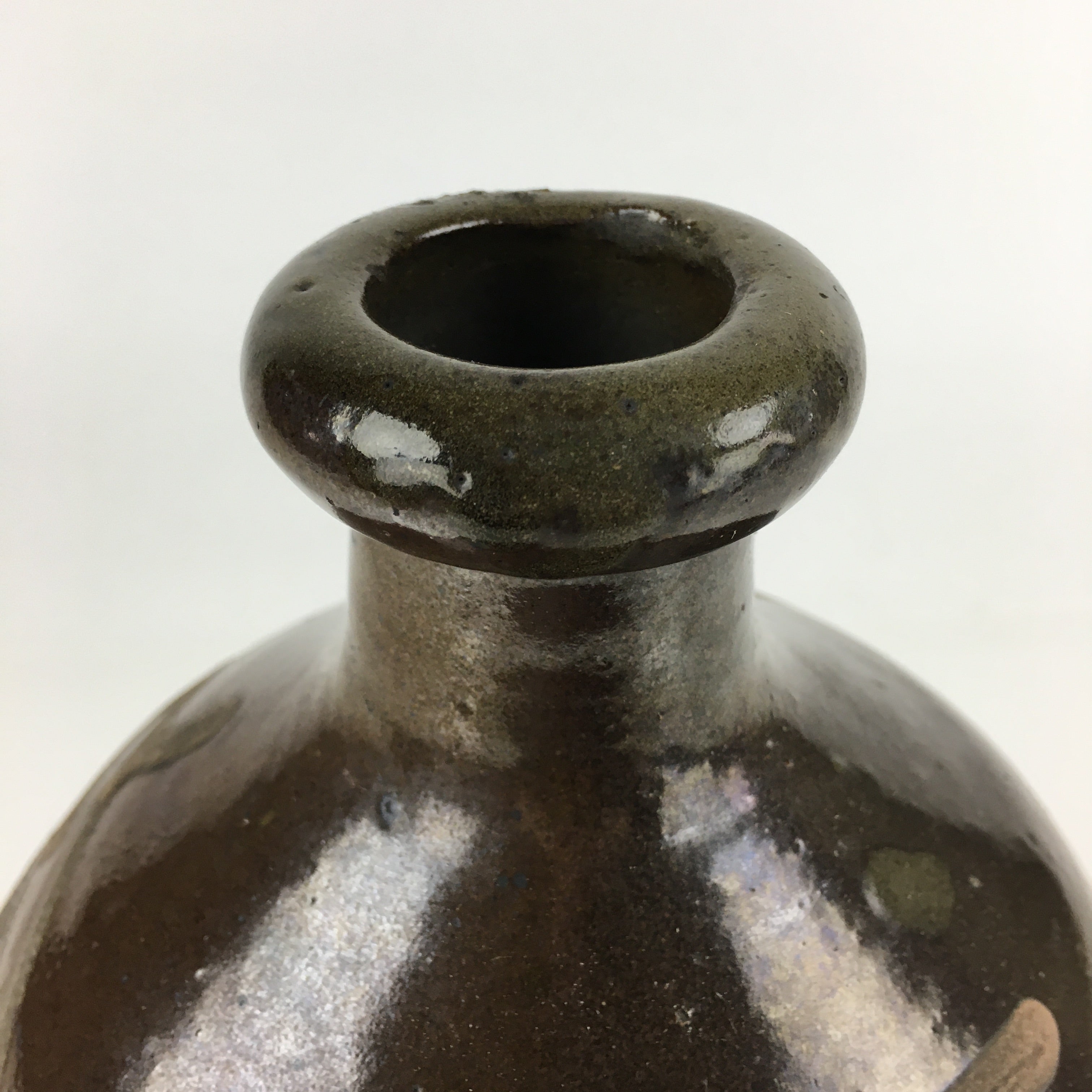Japanese Ceramic Sake Bottle Vtg Kayoi Tokkuri Hand-Written Kanji TS416