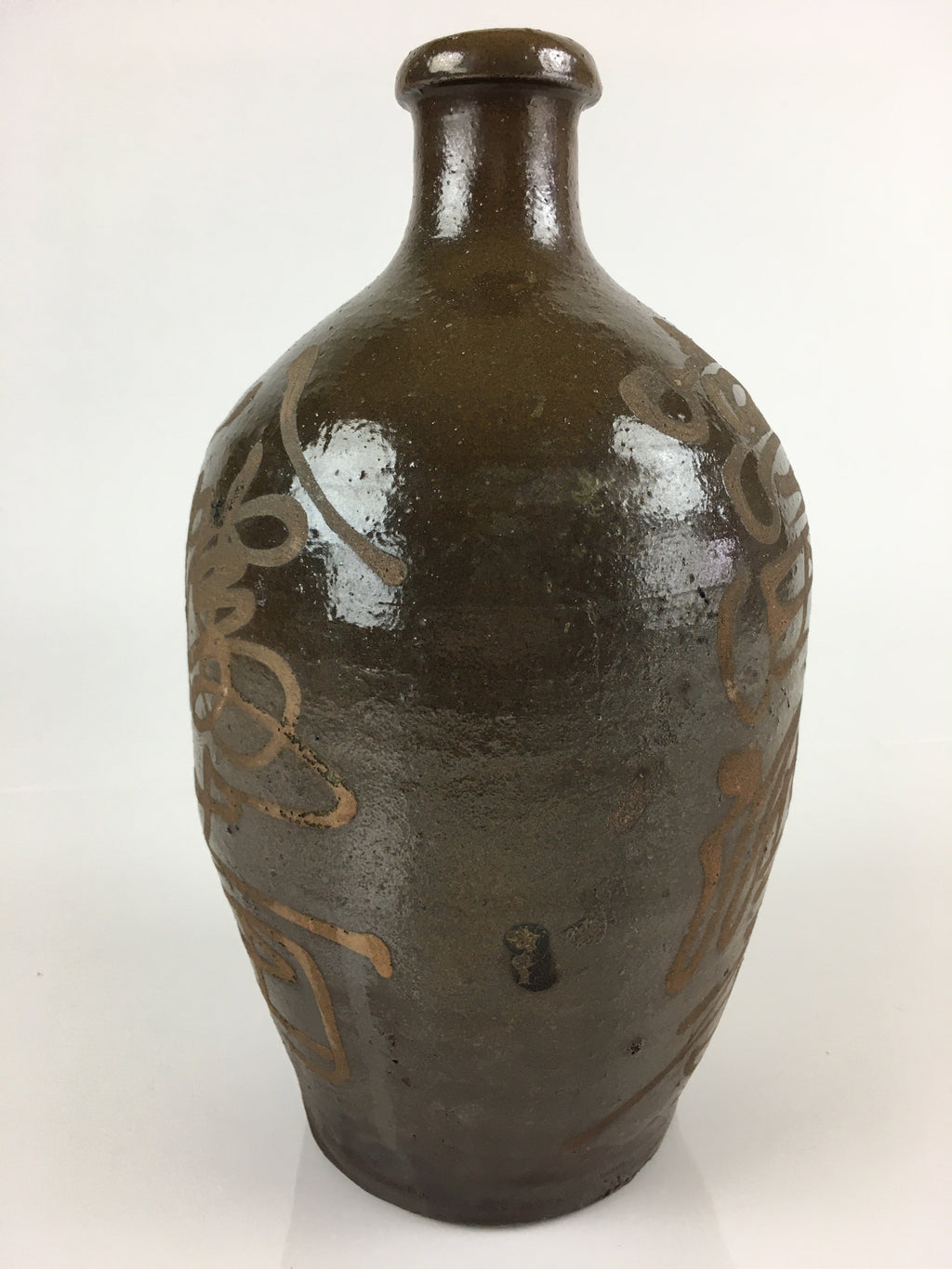 Japanese Ceramic Sake Bottle Vtg Kayoi Tokkuri Hand-Written Kanji TS417