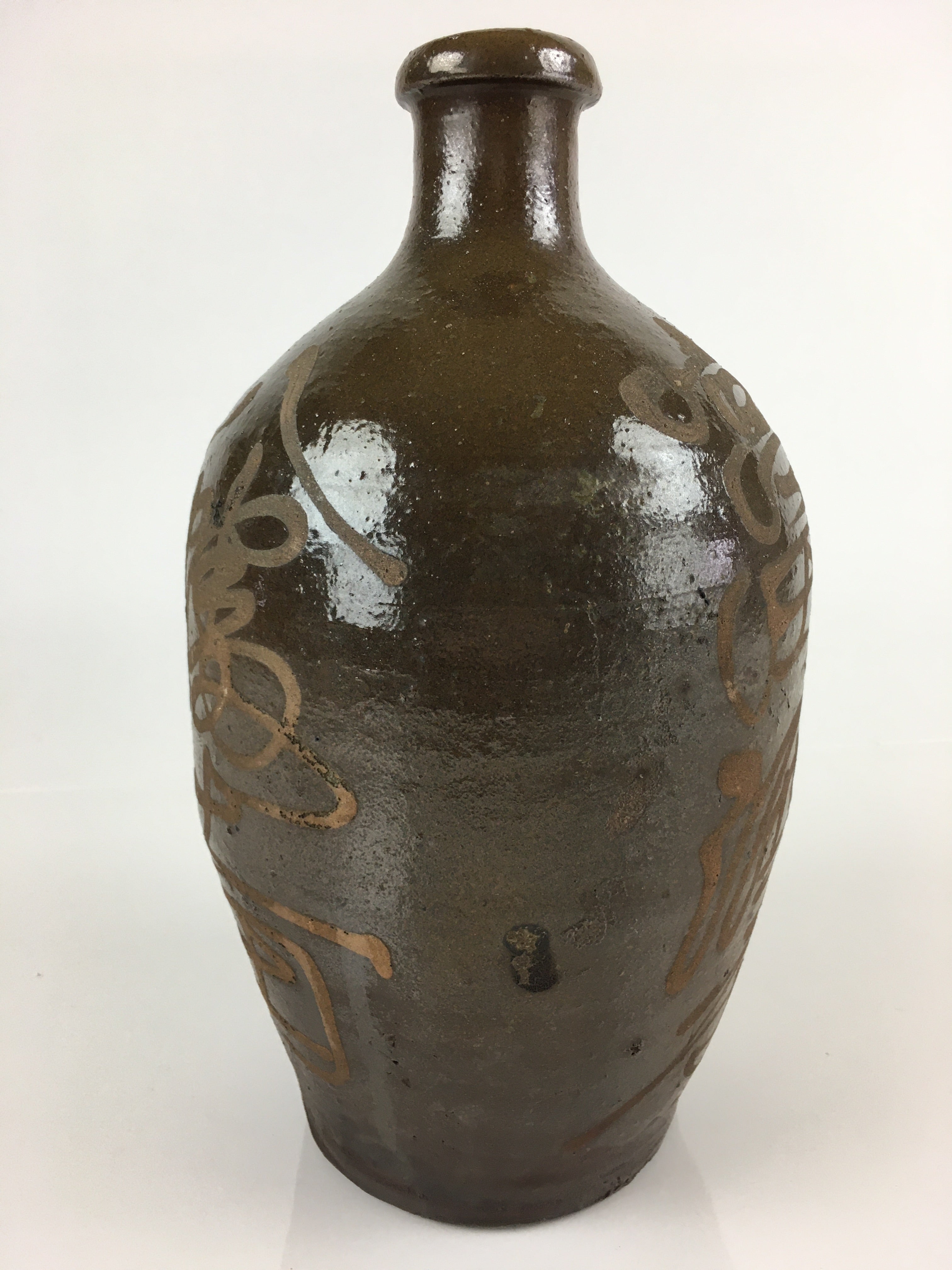Japanese Ceramic Sake Bottle Vtg Kayoi Tokkuri Hand-Written Kanji TS417