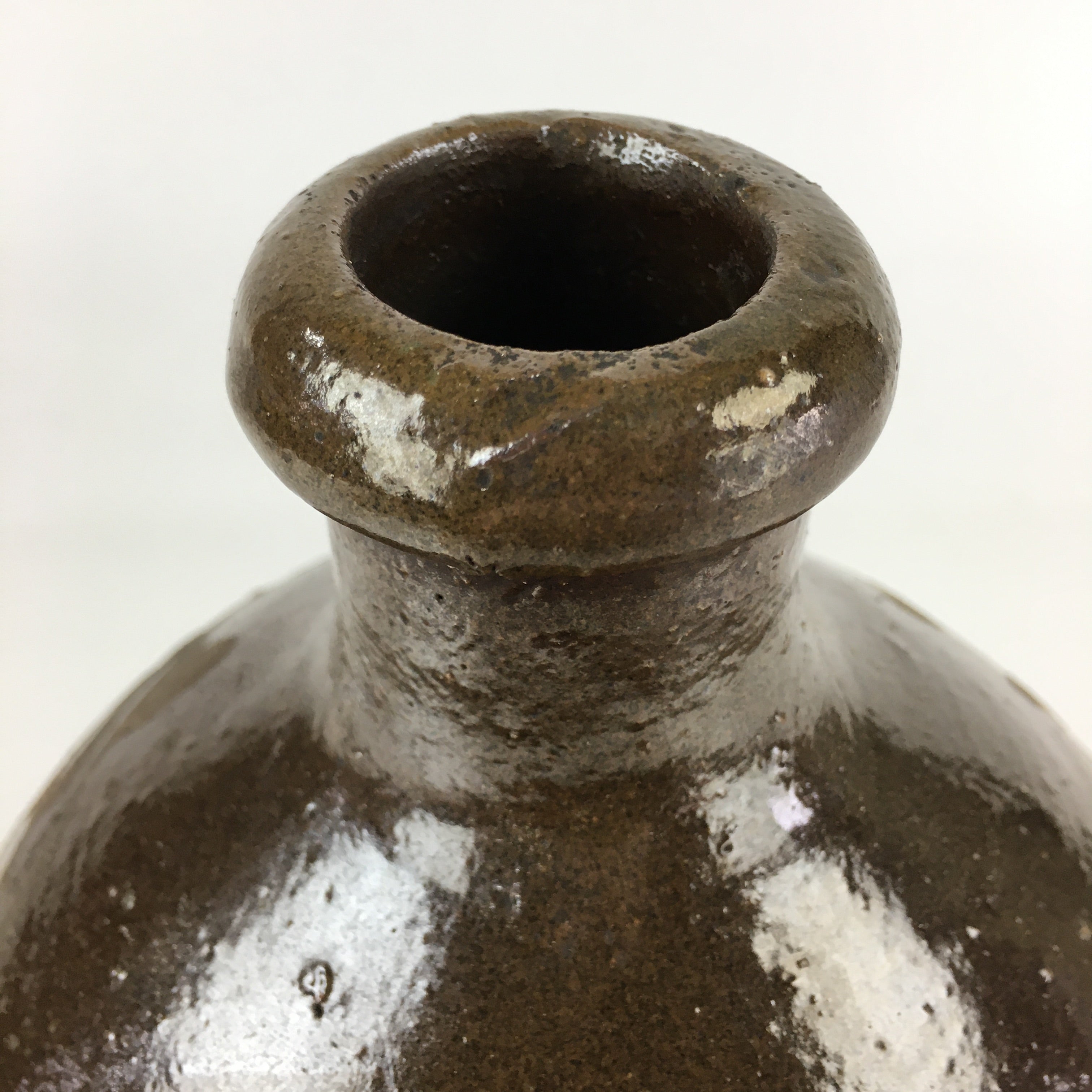 Japanese Ceramic Sake Bottle Vtg Kayoi Tokkuri Hand-Written Kanji TS417