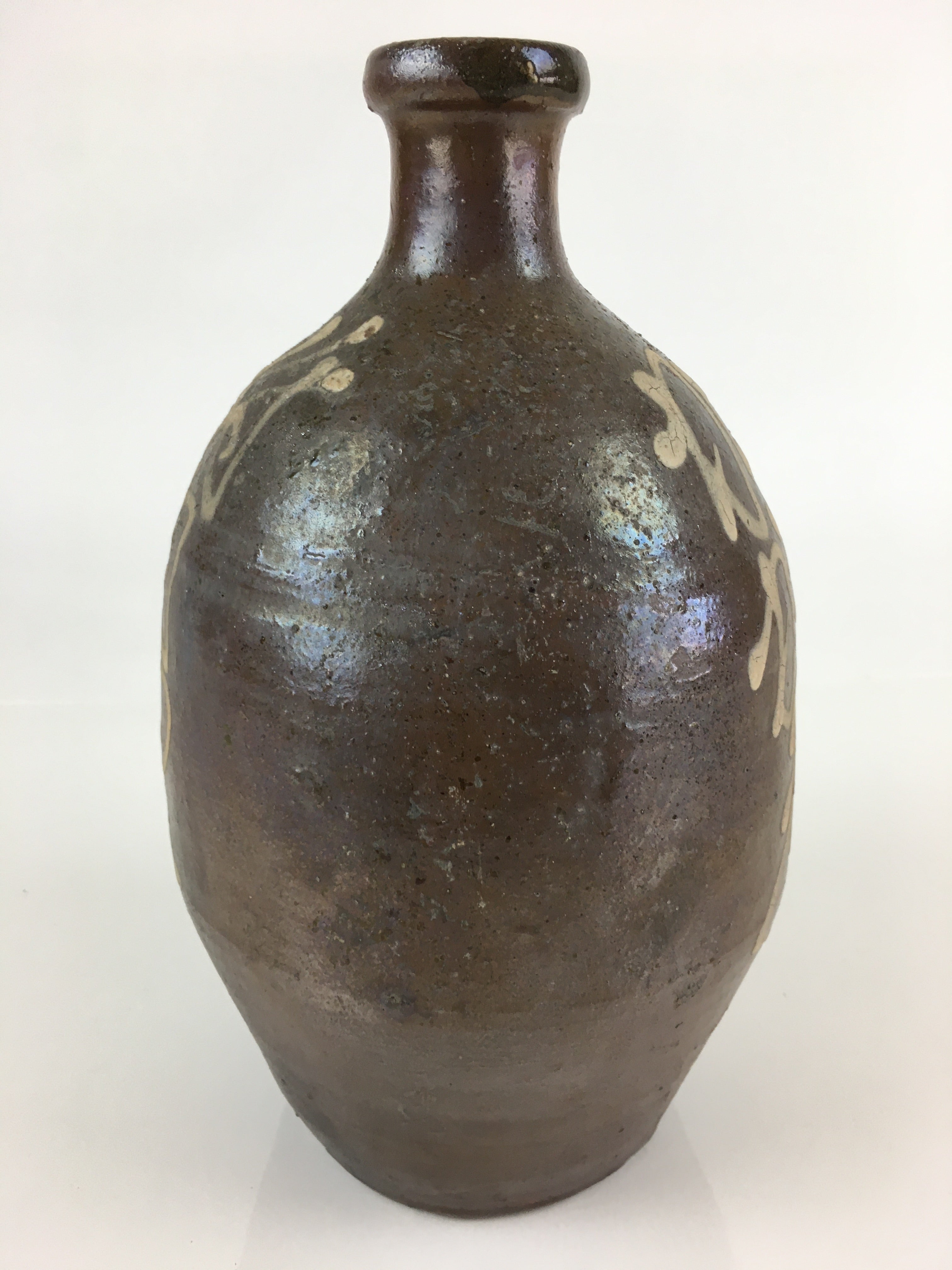 Japanese Ceramic Sake Bottle Vtg Kayoi Tokkuri Hand-Written Kanji TS420