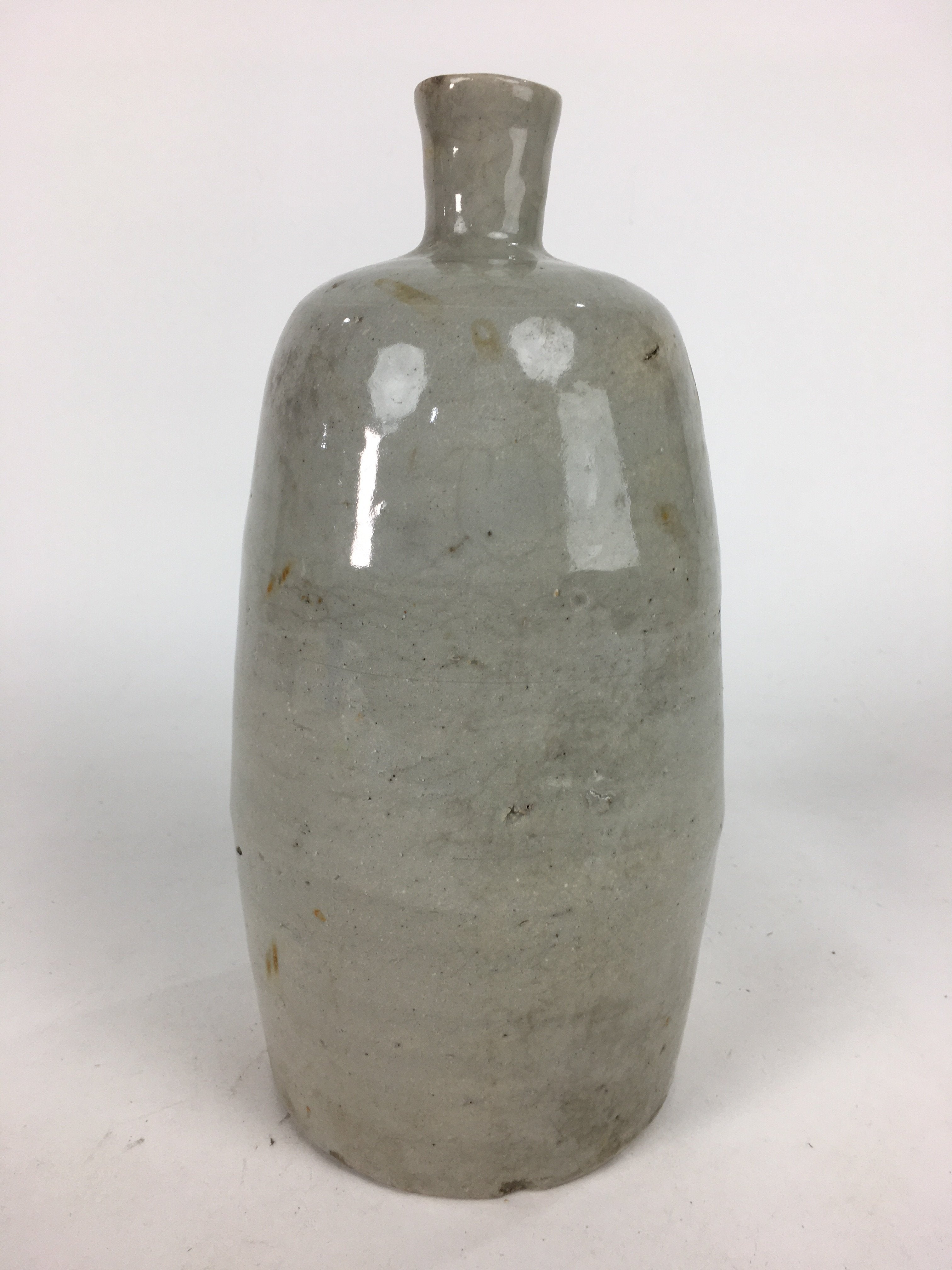 Japanese Ceramic Sake Bottle Vtg Kayoi Tokkuri Non-writing Gray Pottery TS300