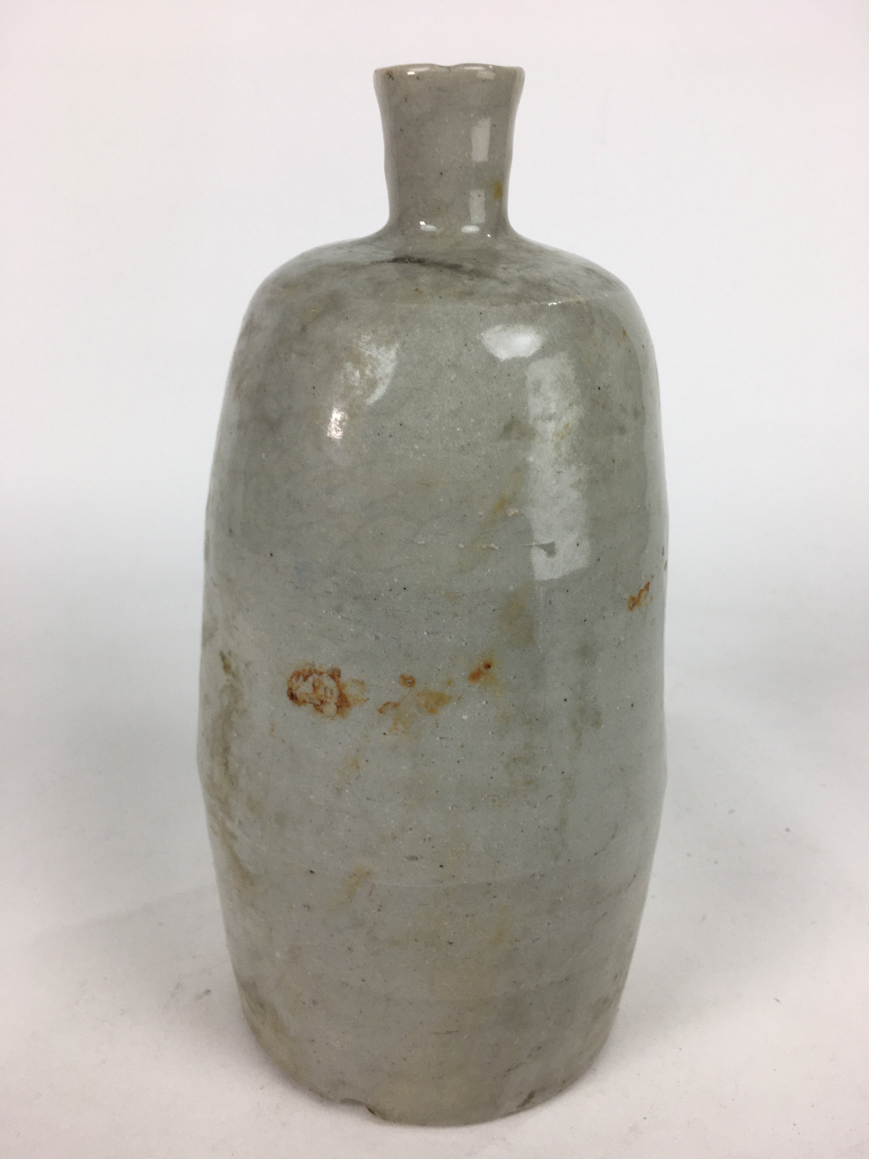 Japanese Ceramic Sake Bottle Vtg Kayoi Tokkuri Non-writing Gray Pottery TS300