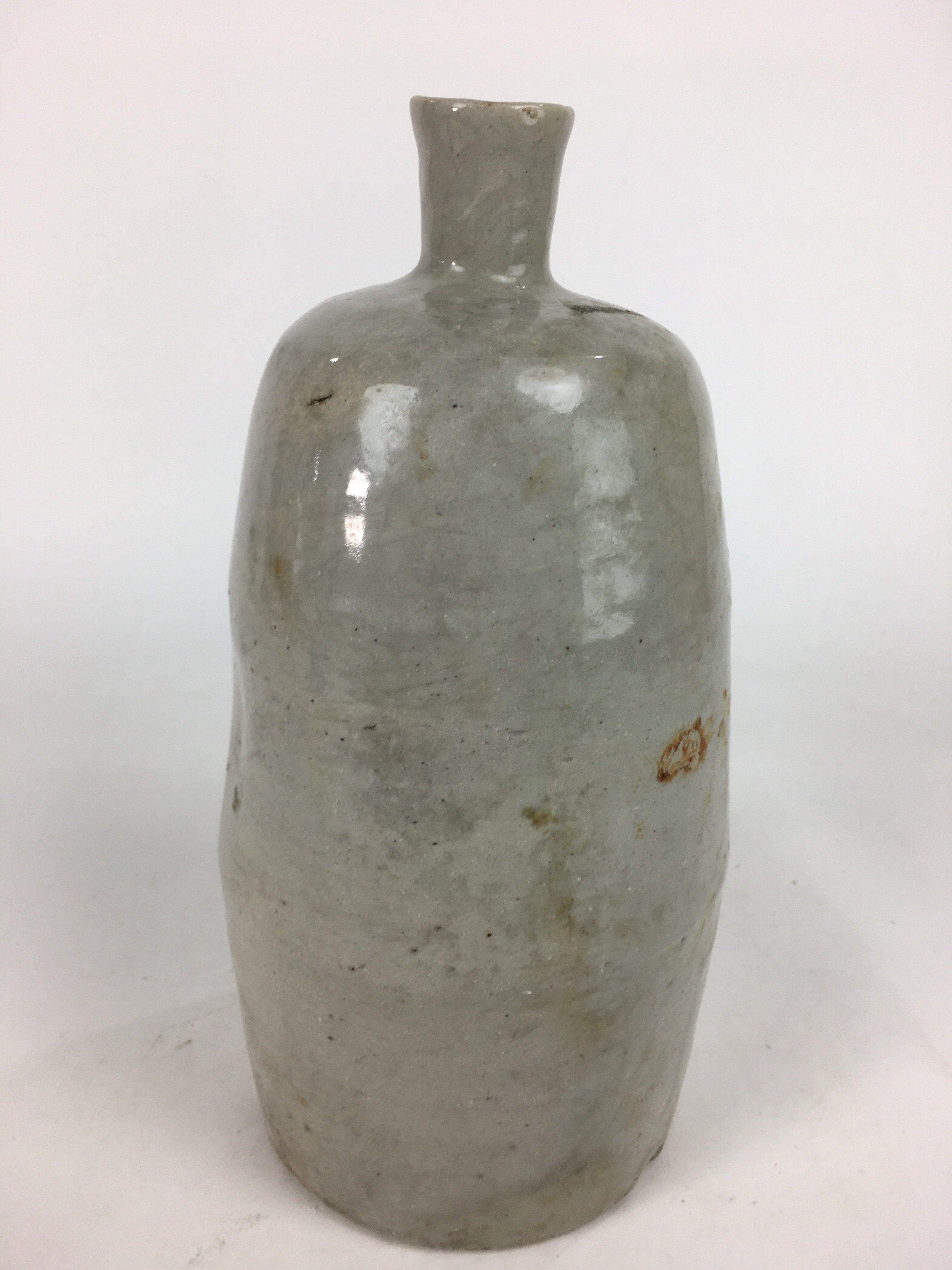 Japanese Ceramic Sake Bottle Vtg Kayoi Tokkuri Non-writing Gray Pottery TS300