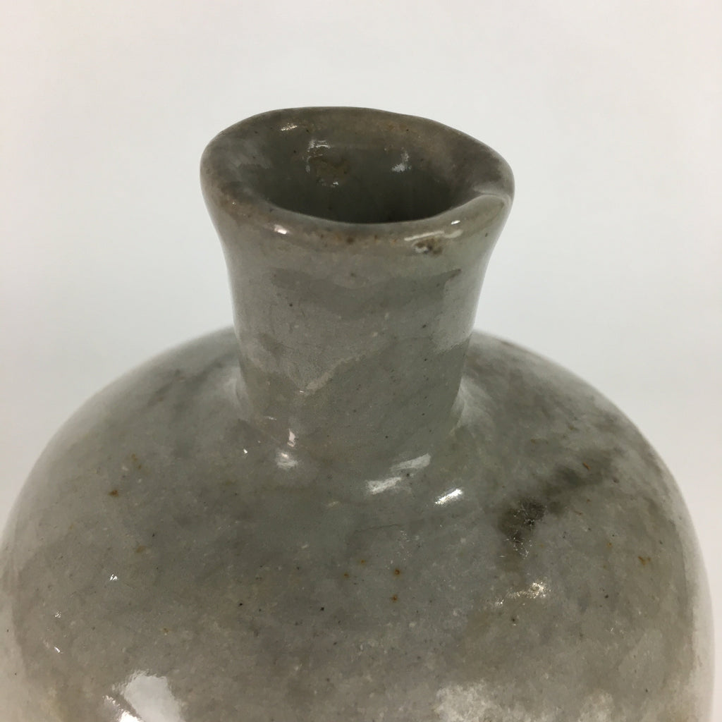 Japanese Ceramic Sake Bottle Vtg Kayoi Tokkuri Non-writing Gray Pottery TS300