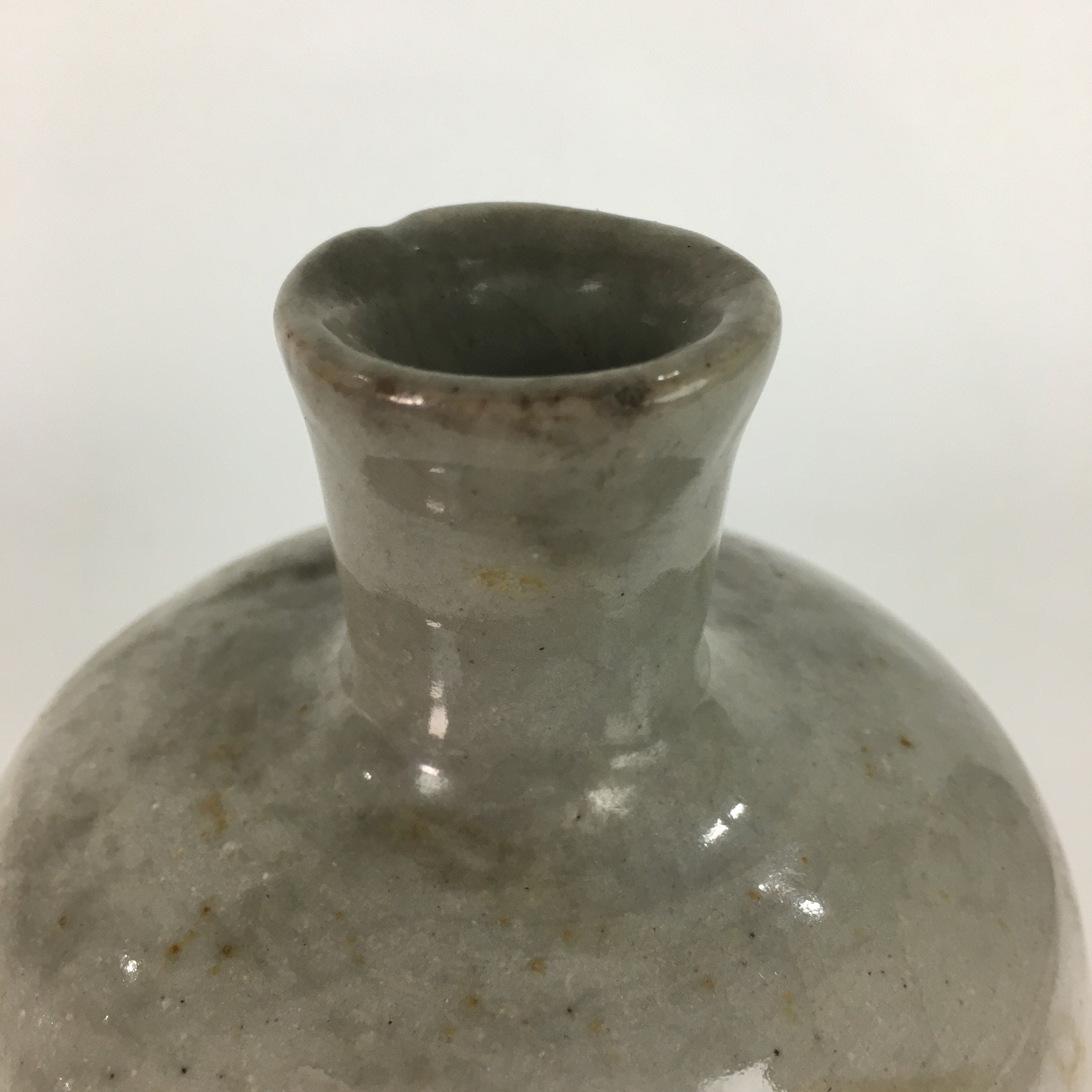 Japanese Ceramic Sake Bottle Vtg Kayoi Tokkuri Non-writing Gray Pottery TS300