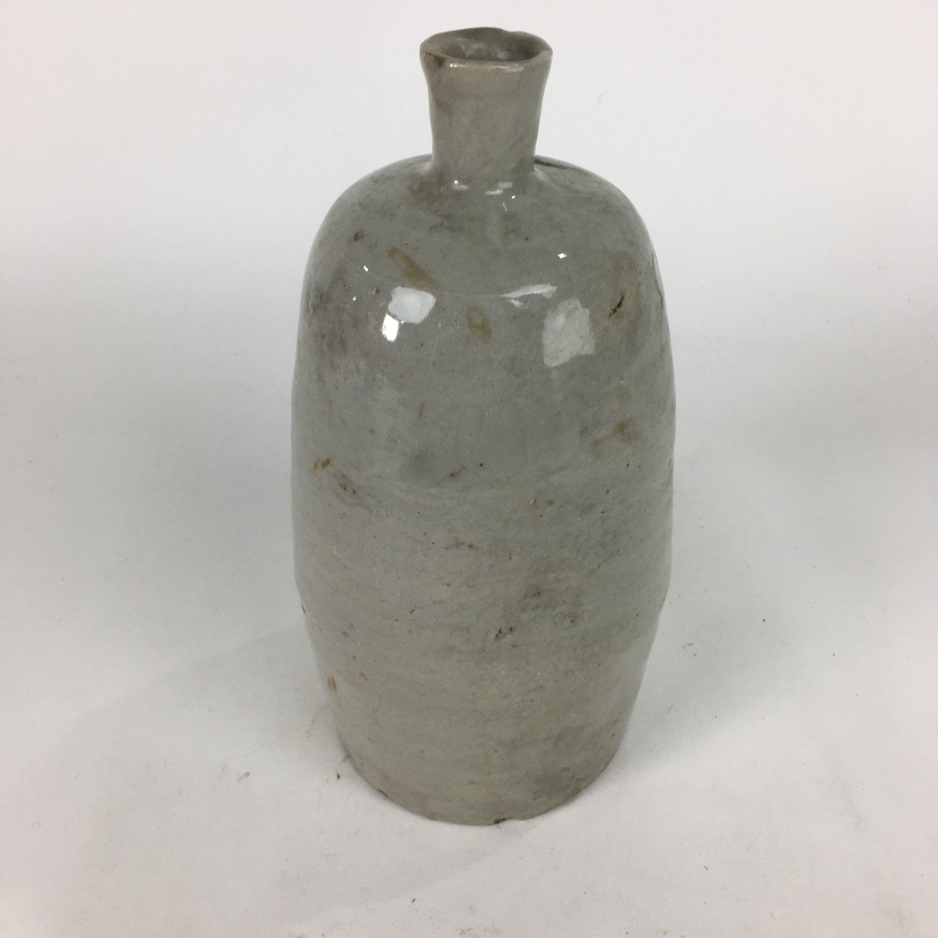 Japanese Ceramic Sake Bottle Vtg Kayoi Tokkuri Non-writing Gray Pottery TS300