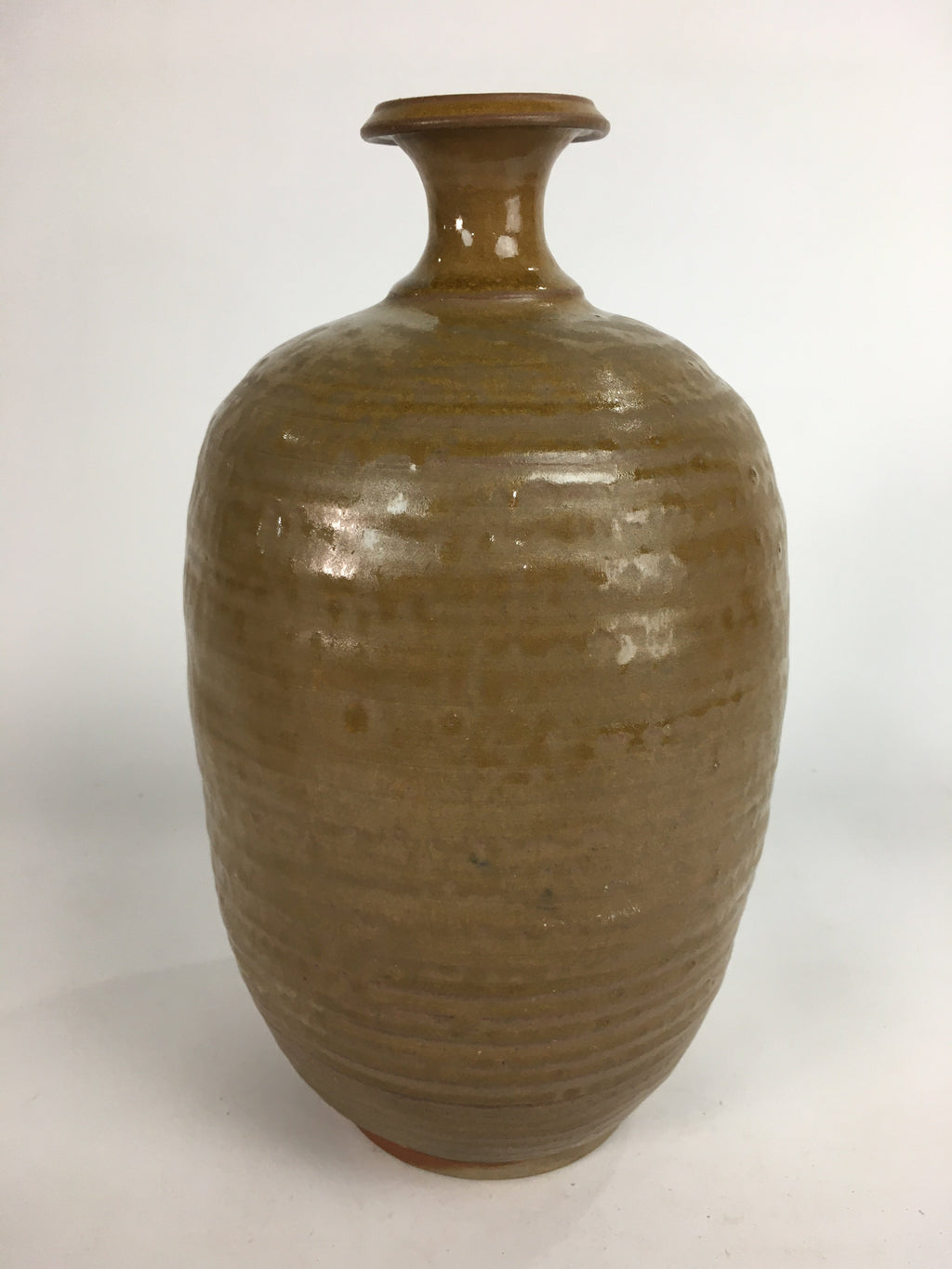 Japanese Ceramic Sake Bottle Vtg Kayoi Tokkuri Pottery Brown yakimono TS279