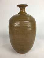 Japanese Ceramic Sake Bottle Vtg Kayoi Tokkuri Pottery Brown yakimono TS279