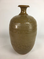Japanese Ceramic Sake Bottle Vtg Kayoi Tokkuri Pottery Brown yakimono TS279