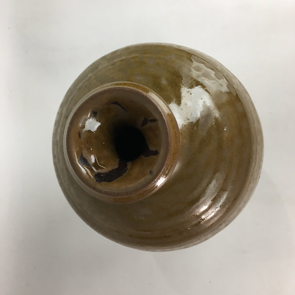 Japanese Ceramic Sake Bottle Vtg Kayoi Tokkuri Pottery Brown yakimono TS279
