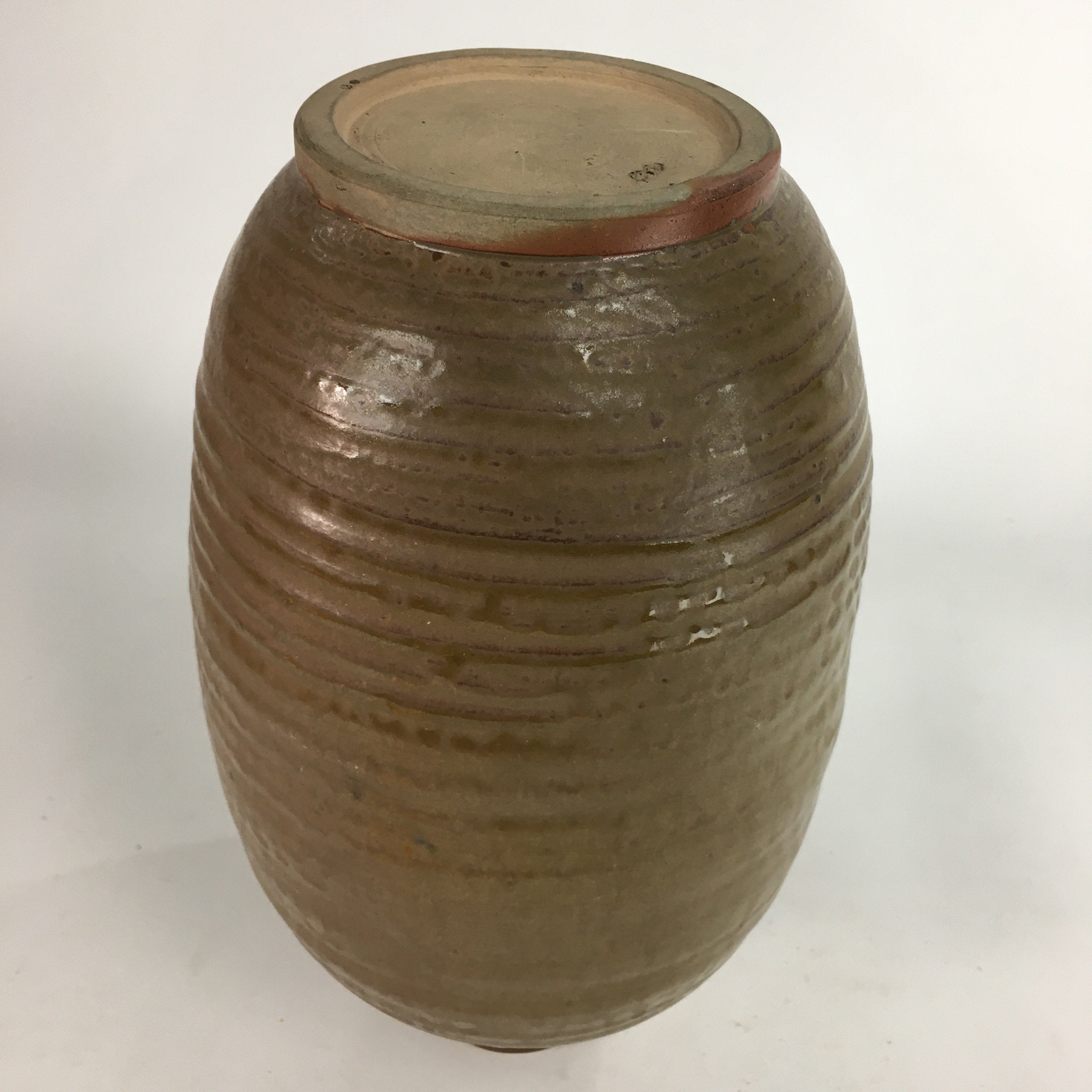 Japanese Ceramic Sake Bottle Vtg Kayoi Tokkuri Pottery Brown yakimono TS279