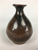 Japanese Ceramic Sake Bottle Vtg Kayoi Tokkuri Ukibori Kanji Brown TS317