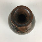 Japanese Ceramic Sake Bottle Vtg Kayoi Tokkuri Ukibori Kanji Brown TS317