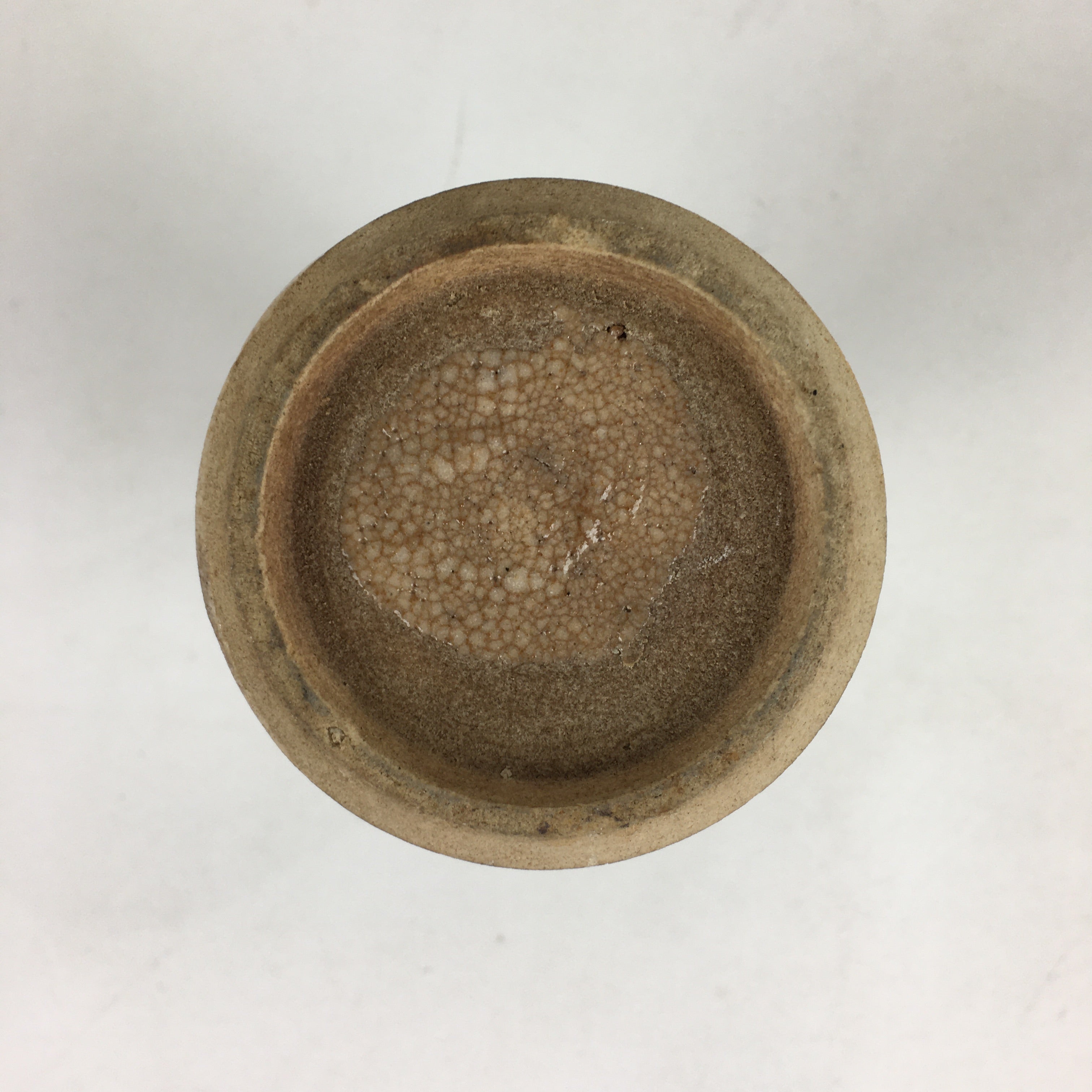 Japanese Ceramic Sake Bottle Vtg Pine Tree Cracked Glaze Tokkuri Brown TS395