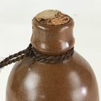 Japanese Ceramic Sake Bottle Vtg Pottery Akita Dewatsuru Brown TS463