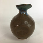 Japanese Ceramic Sake Bottle Vtg Pottery Brown Blue Glaze Tokkuri With Spout TS2